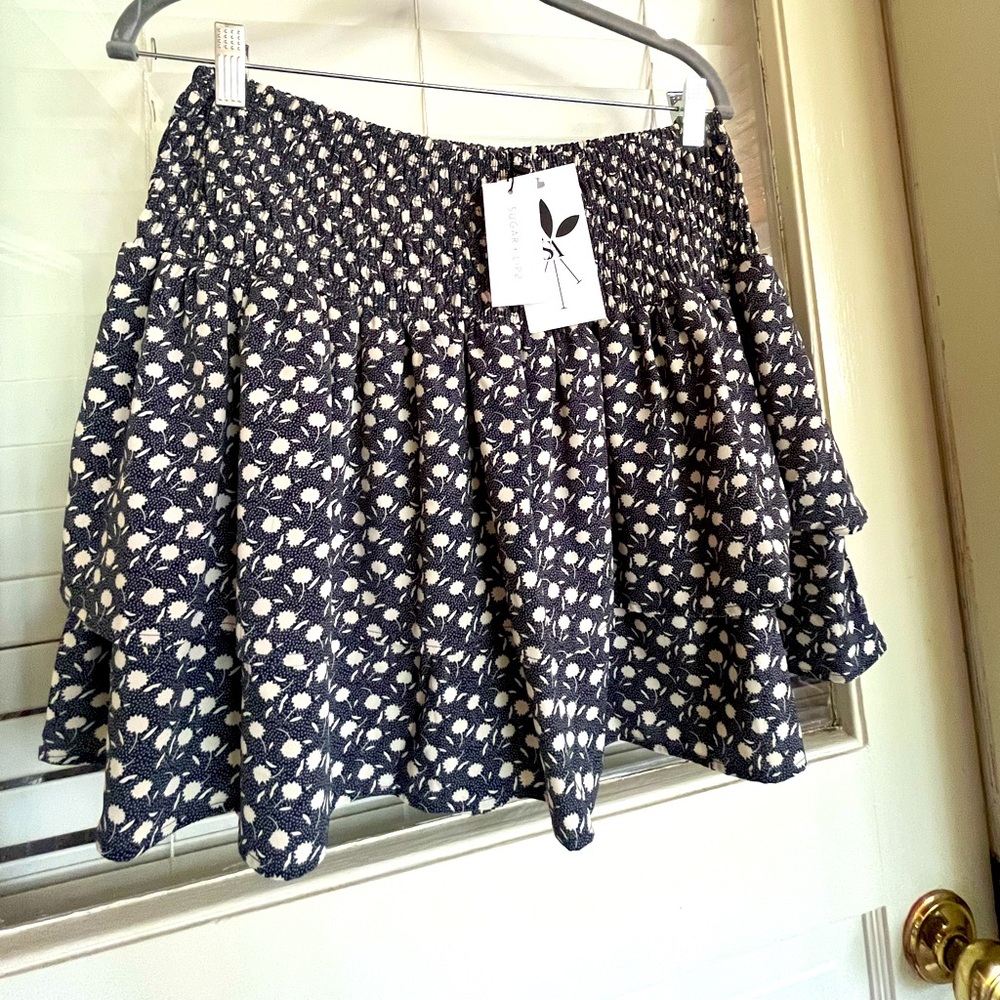 Sugar Lips Floral Smocked Skirt L NWT